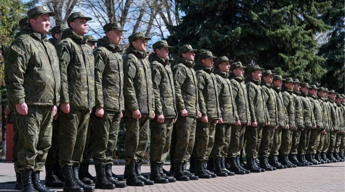 Russian conscripts called up for military service line up during a ceremony before their departure for garrisons, in Bataysk in the Rostov region, Russia, April 10, 2025. (REUTERS File)