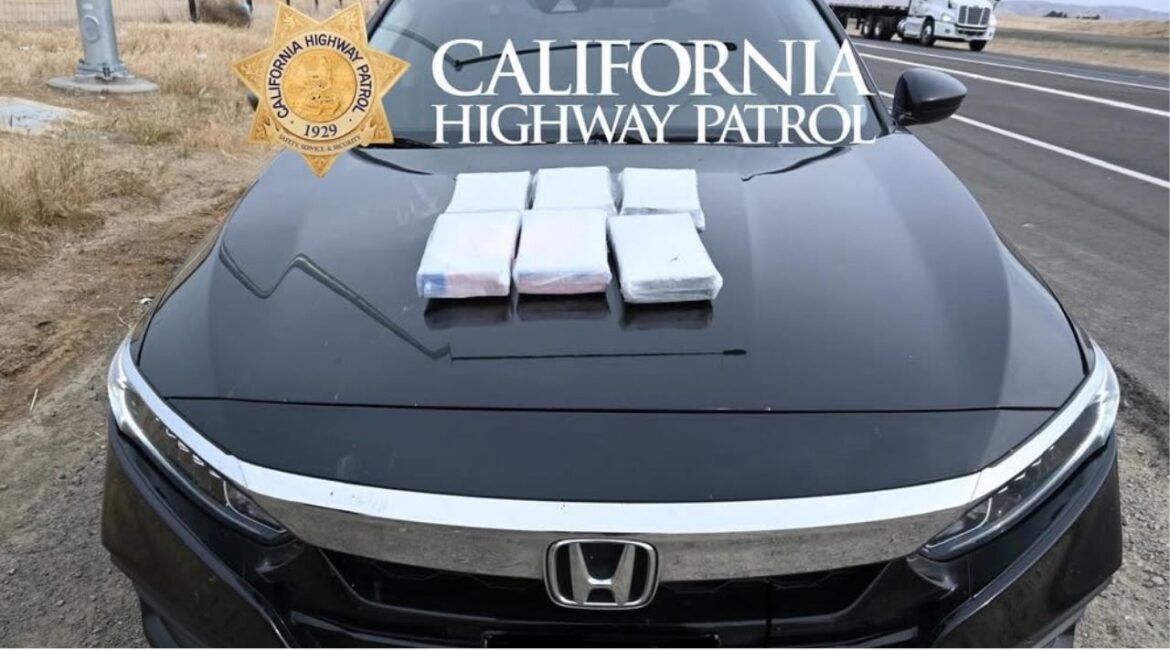 A CHP K-9 unit discovered 13 pounds of cocaine worth over $600,000 hidden in a vehicle's exhaust tunnel during a traffic stop on I-5 in Fresno County on Thursday, April 24, 2025. (CHP)