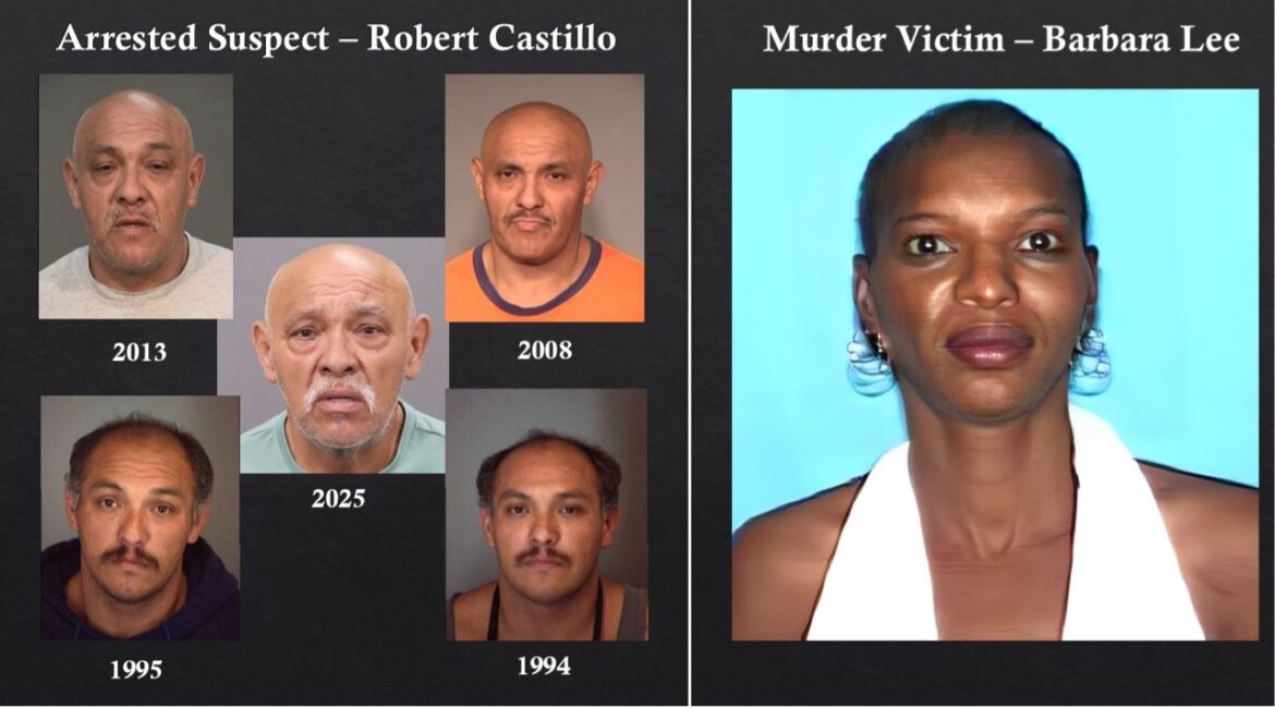 Robert Castillo (left), 61, of Fresno, has been arrested in the 2004 murder and sexual assault of Barbara Lee after DNA evidence linked him to the cold case and two additional rape investigations. (Fresno County SO)