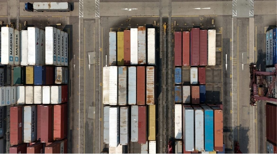 A drone view shows containers at the terminals at the port in Kwai Chung in Hong Kong, China, April 3, 2025. (REUTERS/Tyrone Siu/File Photo)