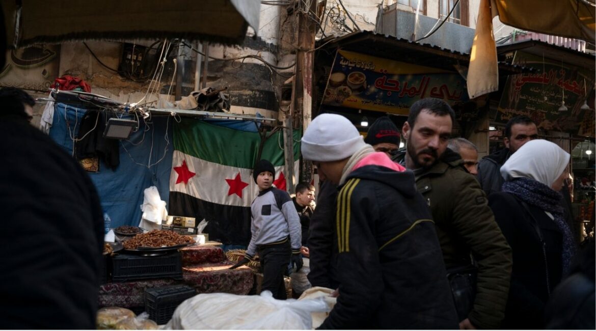 A market in Old Damascus, Feb. 26, 2025. The civil war has taken a huge toll on the country’s economy, with industries decimated and infrastructure destroyed. (Kiana Hayeri/The New York Times)