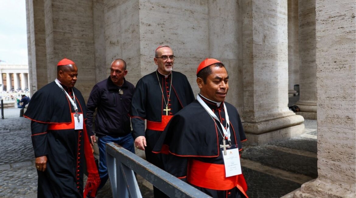 Cardinal Pierbattista Pizzaballa departs a general congregation meeting ahead of the conclave to elect the next pope, as seen from Rome, Italy, May 5, 2025. (REUTERS/Murad Sezer)
