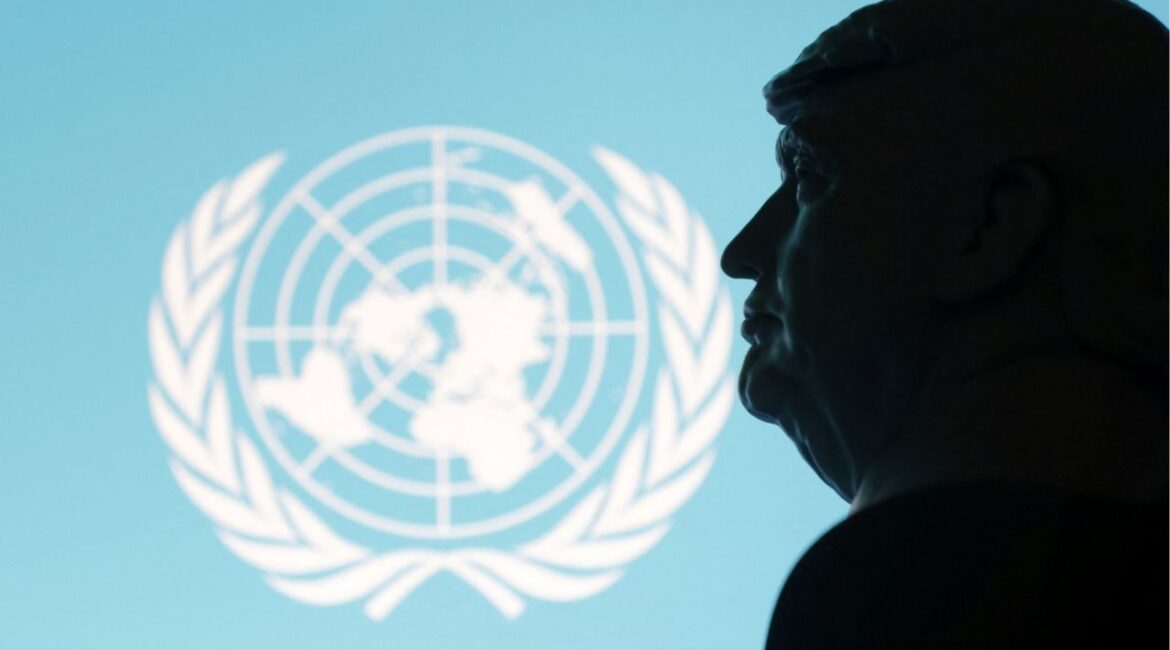 A 3D-printed miniature model of U.S. President Donald Trump with the United Nations logo in the background is seen in this illustration taken April 23, 2025. (REUTERS/Dado Ruvic/Illustration/File photo)