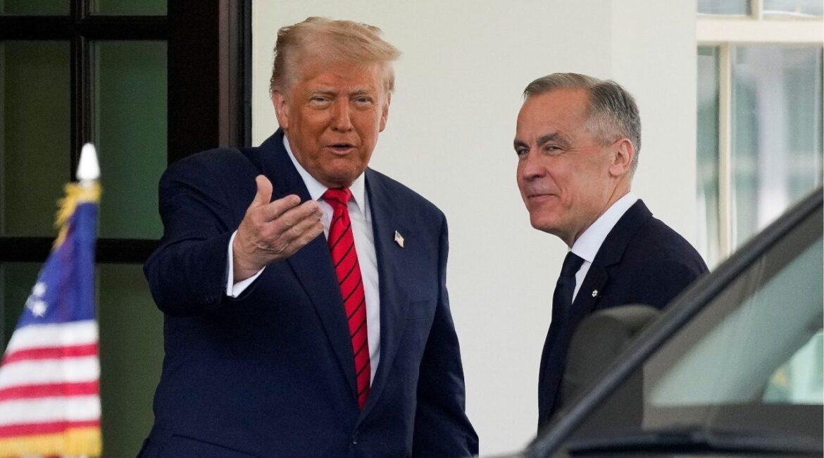U.S. President Donald Trump greets Canadian Prime Minister Mark Carney at the White House in Washington, D.C., U.S., May 6, 2025. (REUTERS/Kent Nishimura)