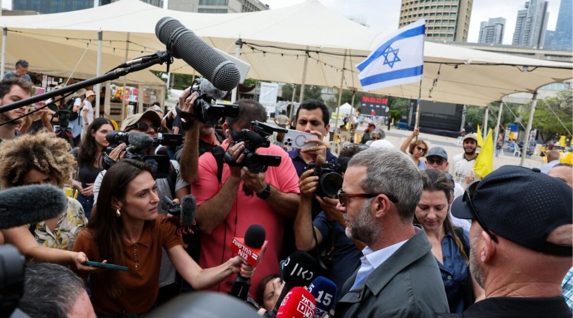 Adam Boehler, U.S. President Donald Trump's Special Envoy for Hostage Affairs, speaks to the media as he and U.S. Special Envoy to the Middle East Steve Witkoff visit the Hostages Square in Tel Aviv, Israel May 13, 2025. REUTERS/Nir Elias