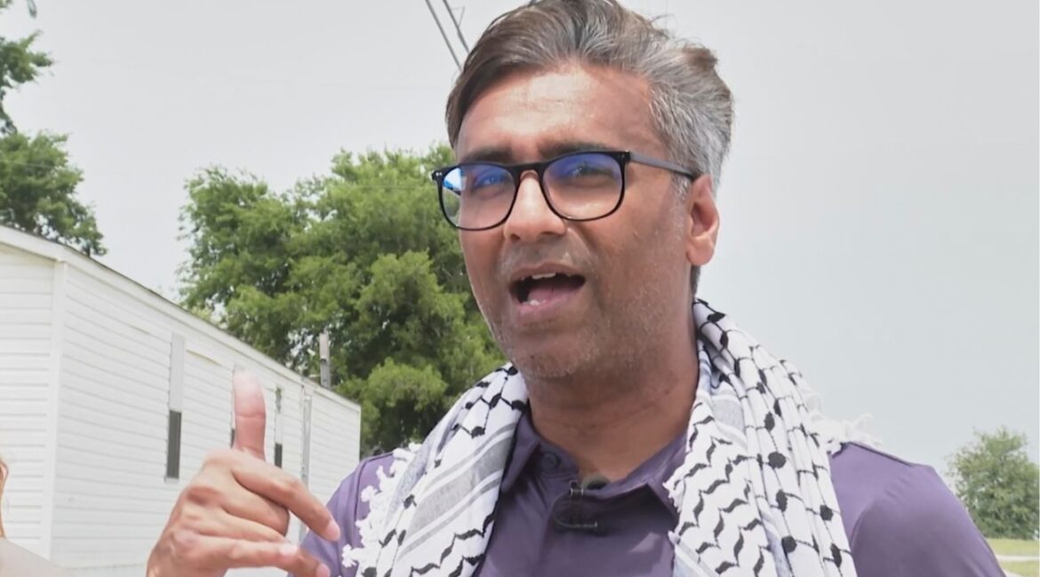 Badar Khan Suri, a Georgetown University scholar from India, speaks after he was released from immigration detention facility Wednesday, May 14, 2025, in Alvarado, Texas. (AP/Kendria LaFleur)