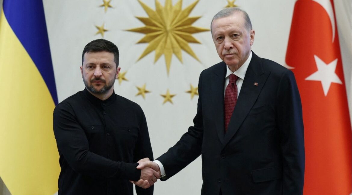Turkey's President Tayyip Erdogan meets with Ukrainian President Volodymyr Zelenskiy at the Presidential Palace in Ankara, Turkey, May 15, 2025. Mustafa Kamaci/Turkish Presidential Press Office/Handout via REUTERS