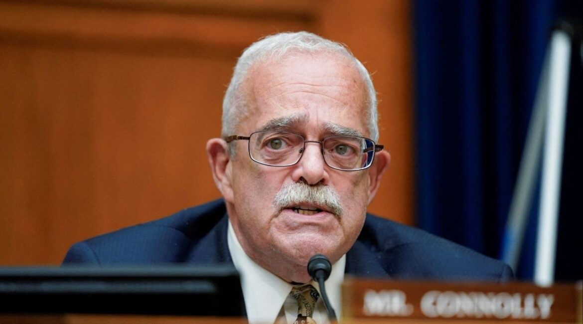 Democratic U.S. Rep. Gerald (Gerry) Connolly of Virginia, running for re-election to the U.S. House of Representatives in the 2022 U.S. midterm elections, speaks during a House Committee on Oversight and Reform hearing on gun violence on Capitol Hill in Washington, U.S. June 8, 2022. Andrew Harnik/Pool via REUTERS/File Photo