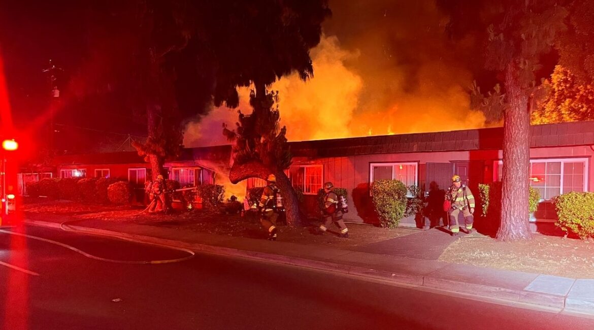 A fire at a Clovis apartment complex early Wednesday, May 28, 2025, damaged eight units and displaced residents, though no injuries were reported. (Clovis FD)