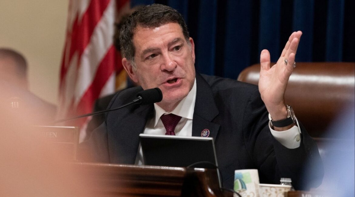 Chairman Mark Green (R-TN) speaks as U.S. Homeland Security Secretary Kristi Noem testifies before a House Homeland Security hearing on the Department of Homeland Security (DHS) budget, on Capitol Hill in Washington, D.C., U.S., May 14, 2025. REUTERS/Anna Rose Layden/File Photo