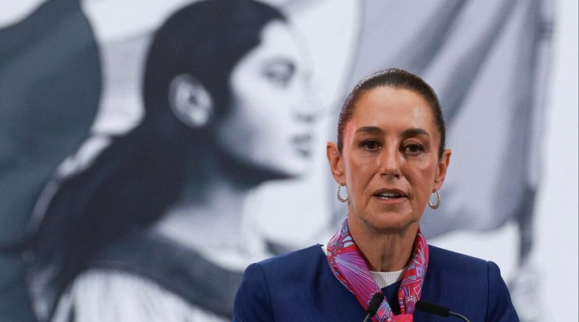 Mexico's President Claudia Sheinbaum attends a press conference on the country's first judicial election, held on June 1, at the National Palace, in Mexico City, Mexico June 2, 2025. REUTERS/Henry Romero/File Photo