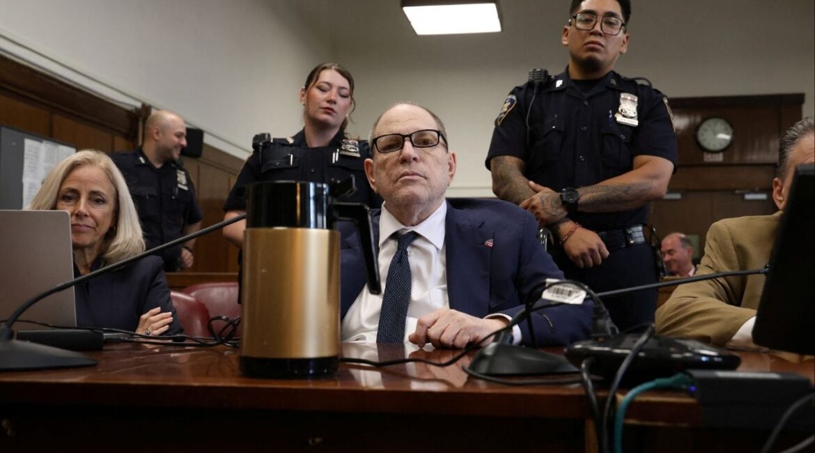 Former Hollywood film producer Harvey Weinstein appears in Manhattan Criminal Court for his retrial on rape and sexual assault charges in New York City, U.S., June 12, 2025. Jefferson Siegel/Pool via REUTERS