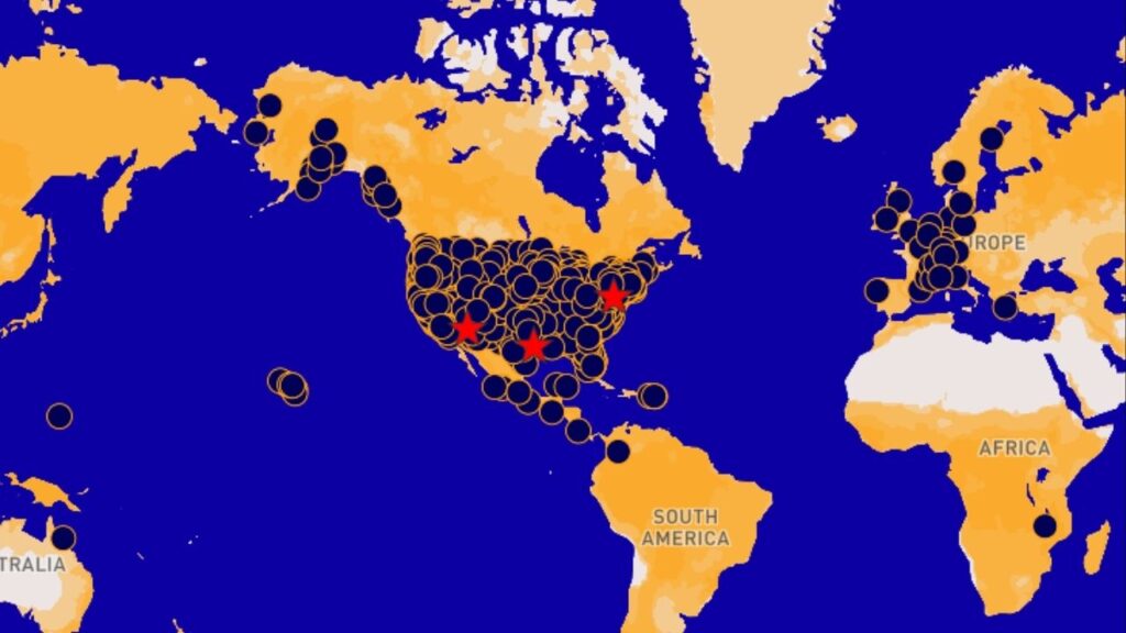 A map of the "No Kings Day" protests planned on Saturday, June 14, 2025, across the world. (No Kings)