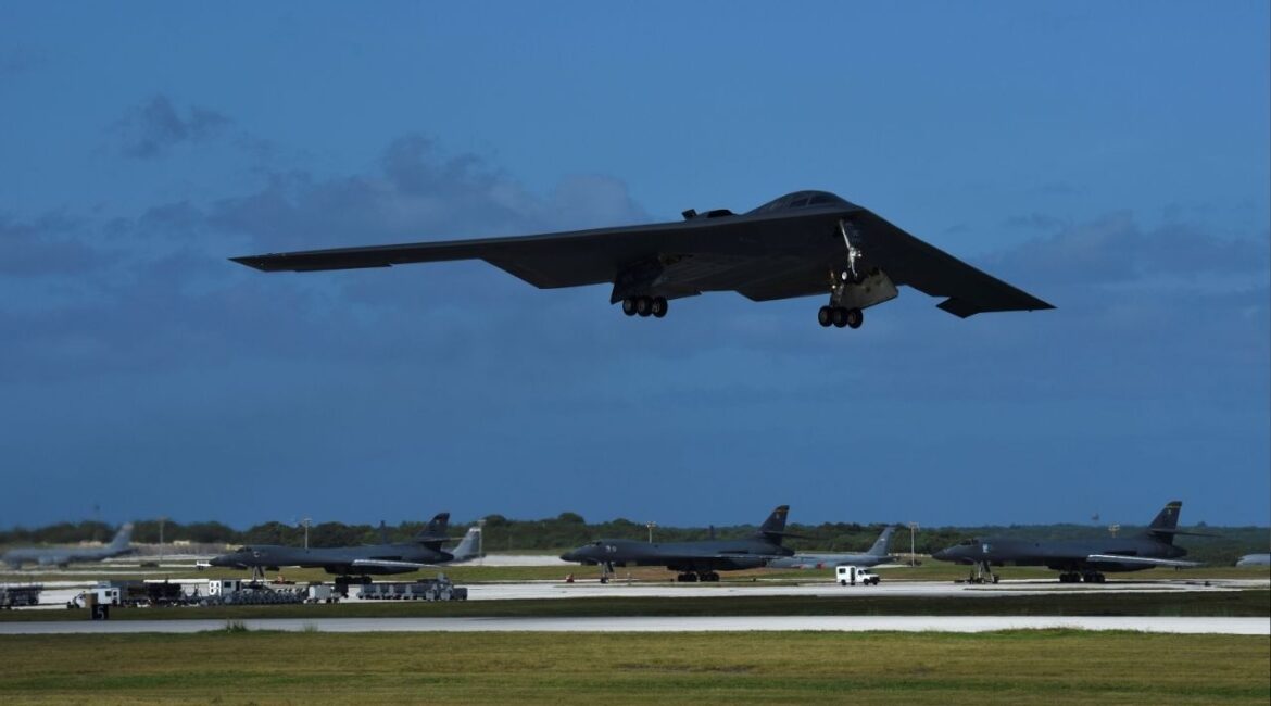 A U.S. Air Force B-2 Spirit bomber takes off from Andersen Air Force Base, Guam January 11, 2018. Picture taken January 11, 2018. (Reuters File)