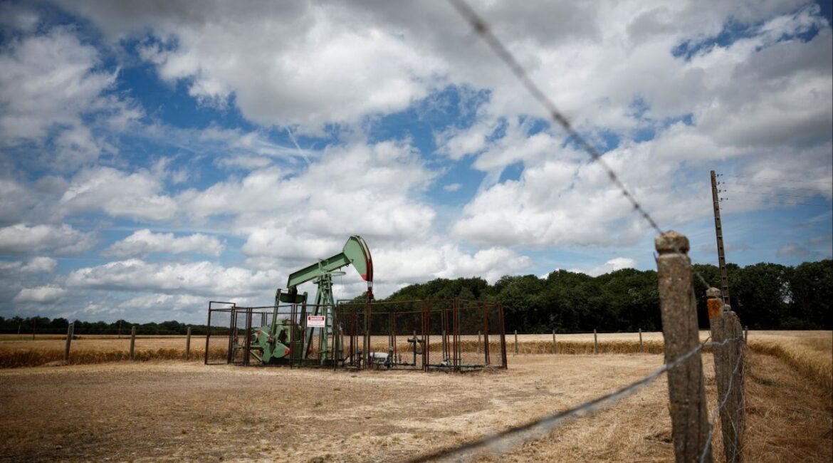 A pumpjack operates at the Vermilion Energy site in Trigueres, France, June 14, 2024. (Reuters/Benoit Tessier)
