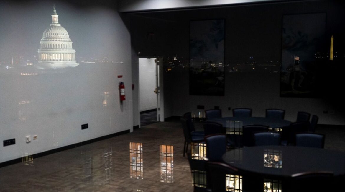 The U.S Capitol and an office are reflected in a window inside the Hart Senate Office Building as Republican lawmakers struggle to pass U.S. President Donald Trump's sweeping spending and tax bill, on Capitol Hill in Washington, D.C., U.S., July 1, 2025. (Reuters/Nathan Howard)