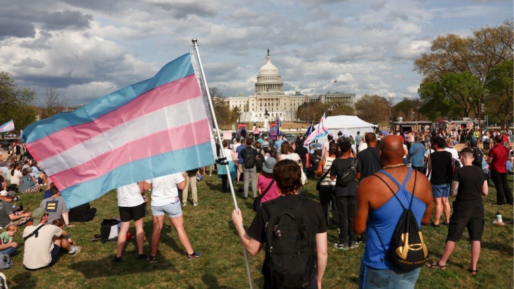 Demonstrators attend a Transgender Day of Visibility rally on the National Mall in Washington, D.C., U.S., March 31, 2025. (Reuters File)