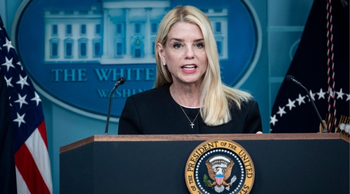 Attorney General Pam Bondi speaks during a news conference at the White House in Washington, June 27, 2025. For months, Bondi promised the release of documents on the disgraced financier Jeffrey Epstein that could reveal damaging details, drumming up anticipation over the files, long a source of speculation and conspiracy theories — but on Monday, July 7, a memo by the Justice Department undercut her own statements. (Pete Marovich/The New York Times)