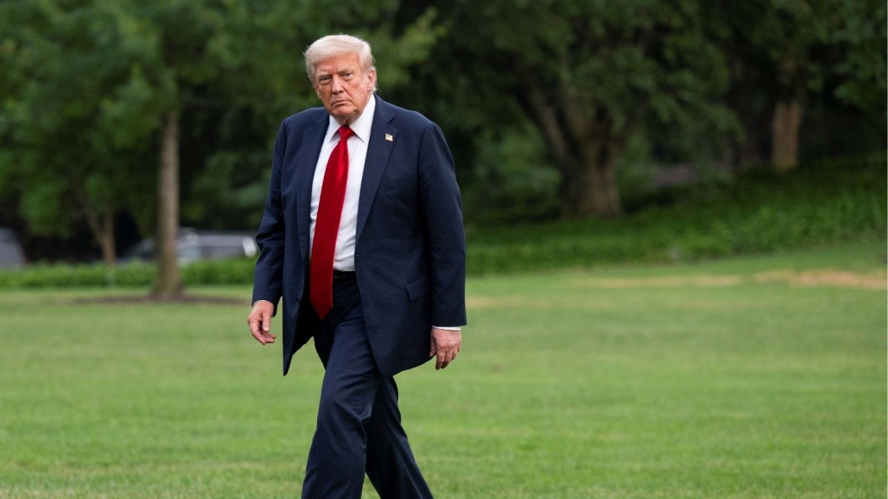 President Donald Trump walks on the South Lawn as he arrives at the White House in Washington, D.C., U.S., July 13, 2025. (Reuters File)