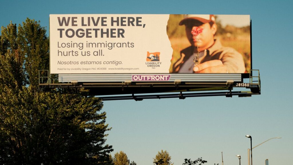 Billboard Supporting Immigrants in Yamhill County, Oregon