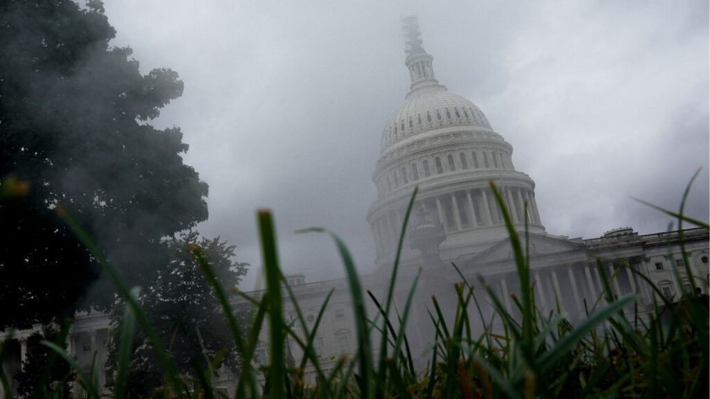 Rising steam partially obscures the U.S. Capitol building in Washington, U.S., September 24, 2023. (Reuters File)
