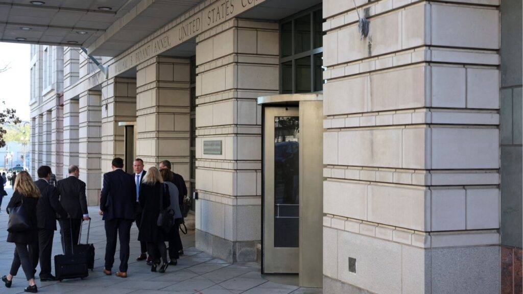 AP's members leave the U.S. District Court, on the day a judge hears arguments in the Associated Press' (AP) bid to restore access for its journalists to cover press events aboard Air Force One and at the White House, after the Trump administration barred the news agency for continuing to refer to the Gulf of Mexico in its coverage, in Washington, D.C., U.S., March 27, 2025. (Reuters File)