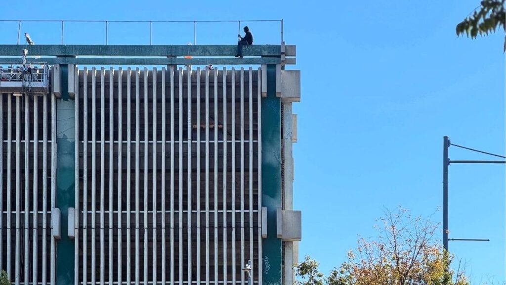 Fresno first responders spent over two hours safely rescuing a person in crisis from the edge of a downtown parking garage Friday, July 25, 2025,morning. (Fresno FD)