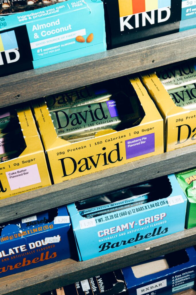 Image of the David Protein Bar on a Shelf