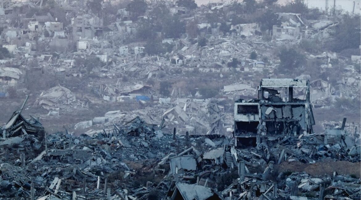 Destroyed buildings lie in Gaza, as seen from the Israeli side of the border, July 28, 2025. (Reuters/Amir Cohen)