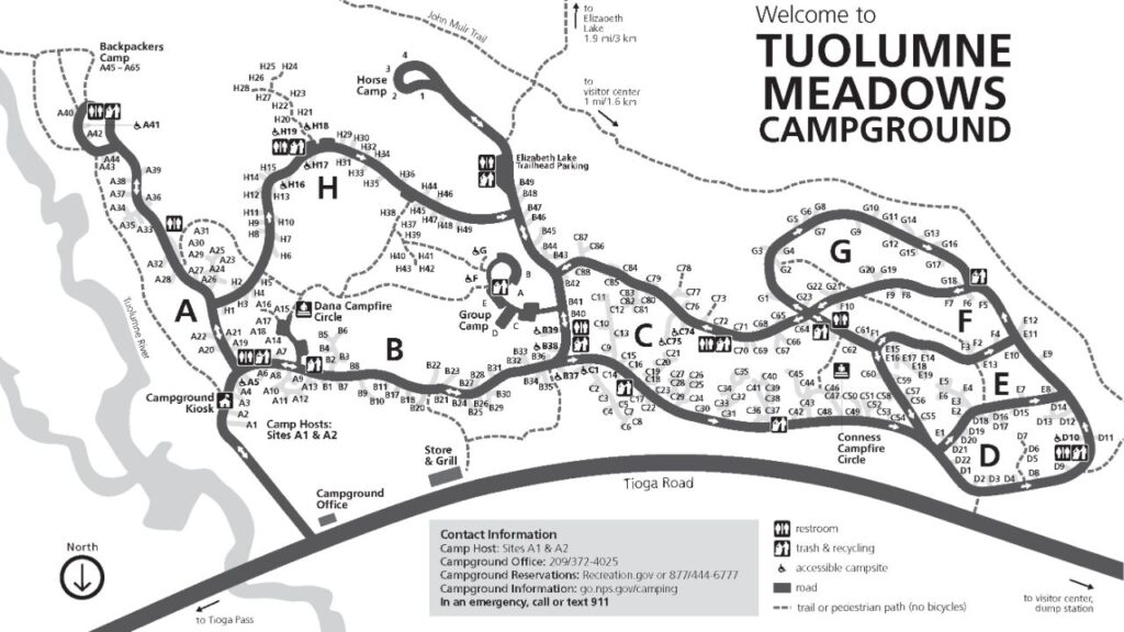 Tuolumne Meadows Campground map. (NPS)