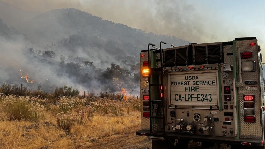 A photo of a USDA Forest Service firetruck at the Gifford Fire. (U.S. Forest Service)