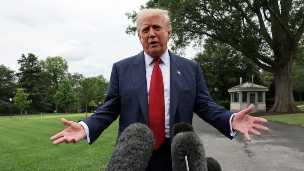 President Donald Trump speaks to reporters ahead of boarding Marine One to depart for New Jersey, at the White House in Washington, D.C., U.S., August 1, 2025. (Reuters File)