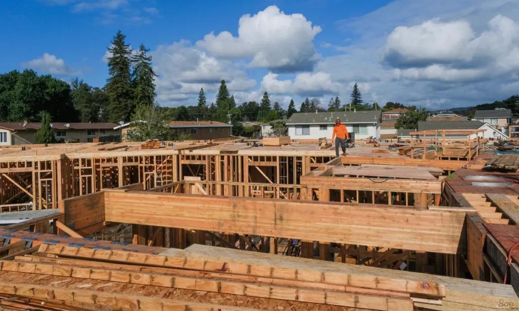 Framers Work on Ruby Street Apartments in Castro Valley