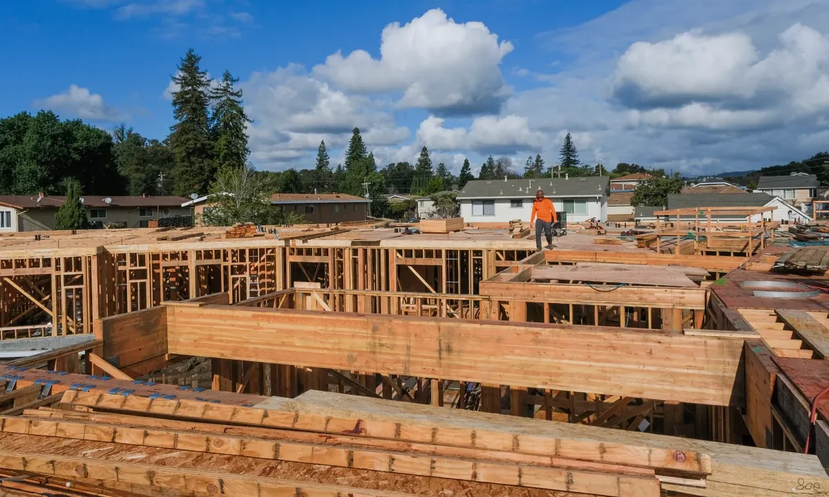 Framers Work on Ruby Street Apartments in Castro Valley