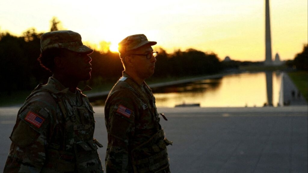 U.S. military members walk near the Washington Monument, after U.S. President Donald Trump announced the federal takeover of the Metropolitan Police Department under the Home Rule Act and the deployment of the National Guard to assist in crime prevention in the nation's capital, in Washington, D.C., August 14, 2025. (Reuters File)