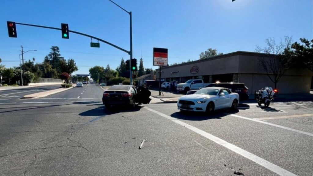 Madera police are investigating a crash that has blocked lanes on Yosemite Avenue and I Street and are urging drivers to avoid the area on Friday, August 15, 2025. (Madera PD)