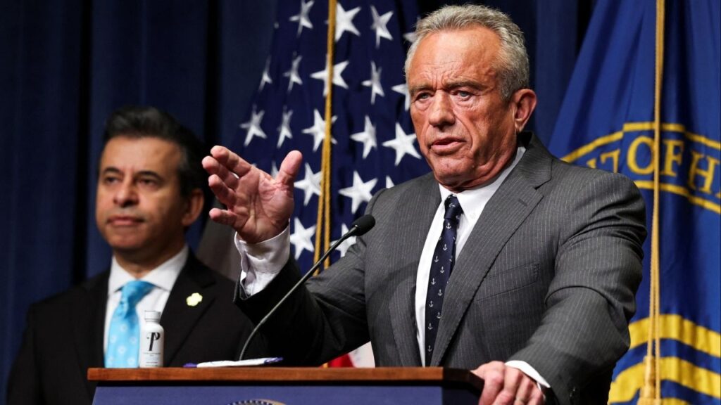 U.S. Health and Human Services (HHS) Secretary Robert F. Kennedy, Jr., speaks during a press conference as new actions on the opioid 7-OH compound are announced, at the Department of Health and Human Services in Washington, D.C., July 29, 2025. (Reuters File)