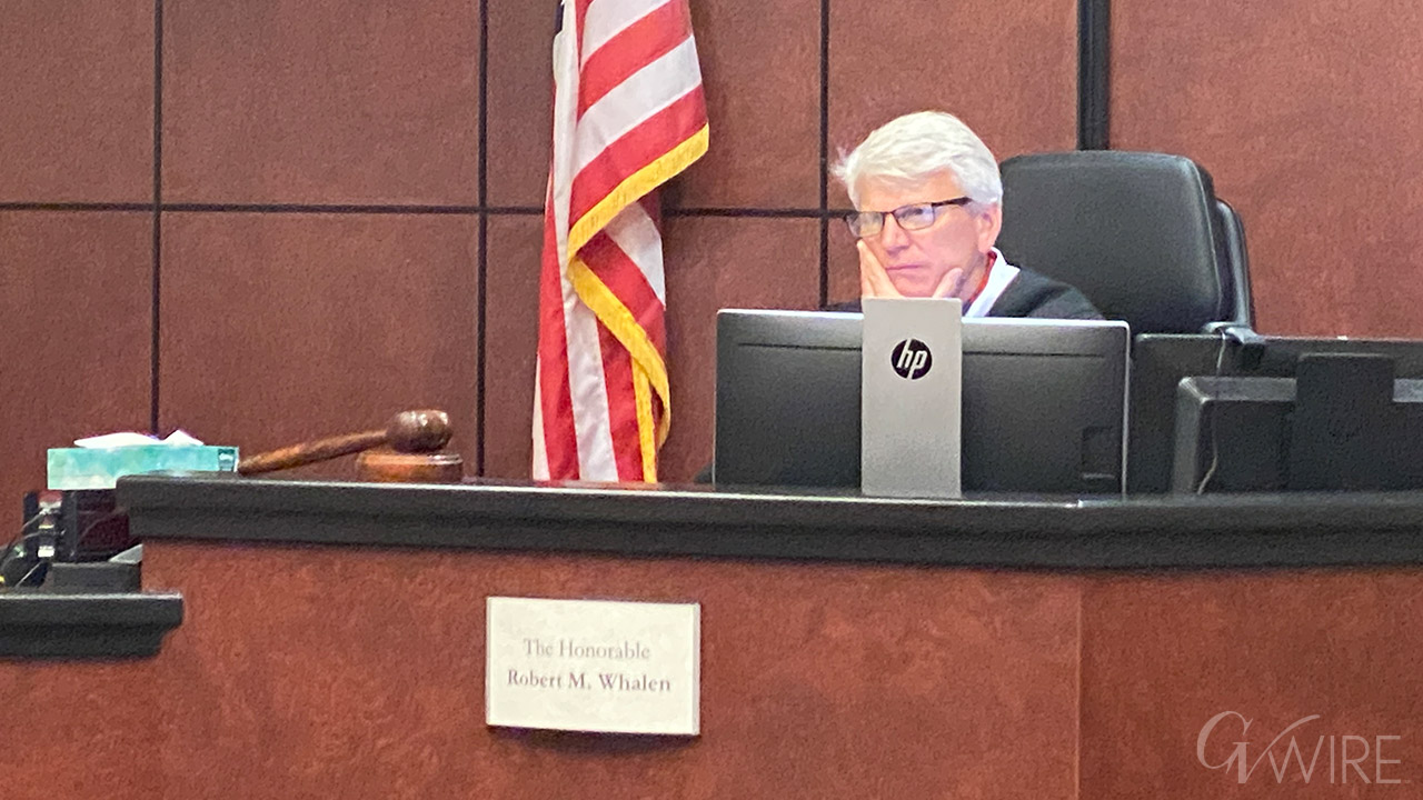Judge Robert Whalen at the bench during a October 30, 2024 hearing.