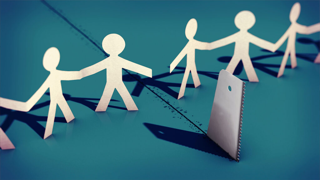 3D illustration, Symbolic image on the topic of division, exclusion
