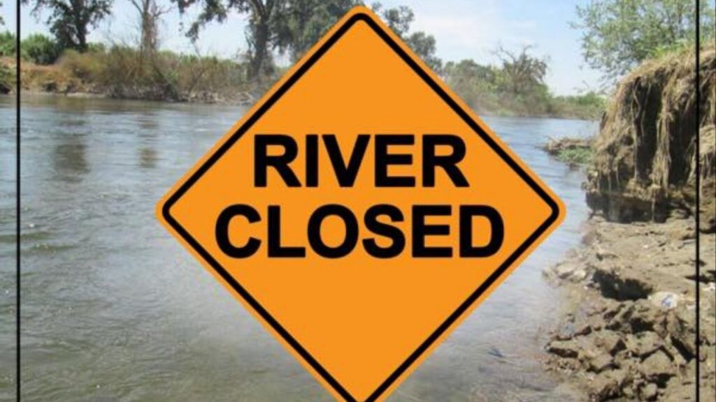 The Tulare County Sheriff’s Office has closed the Kings River to all motorized watercraft for the season due to unsafe water levels and hidden hazards, though swimming and floating remain allowed. (Tulare County SO)
