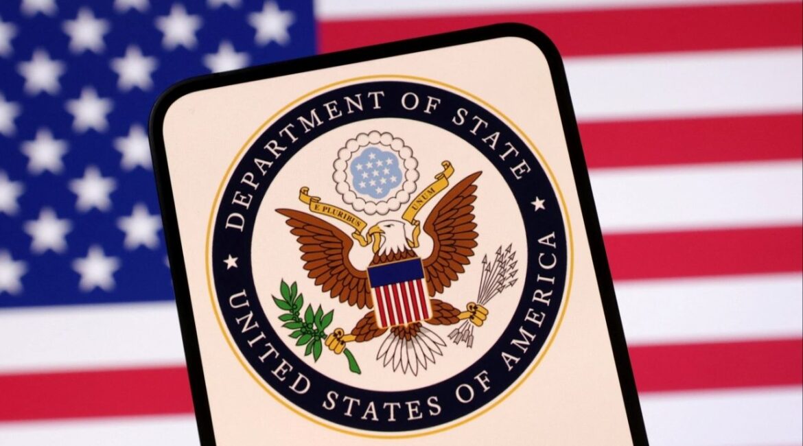United States Department of State logo and U.S. flag are seen in this illustration taken April 23, 2025. REUTERS/Dado Ruvic/Illustration