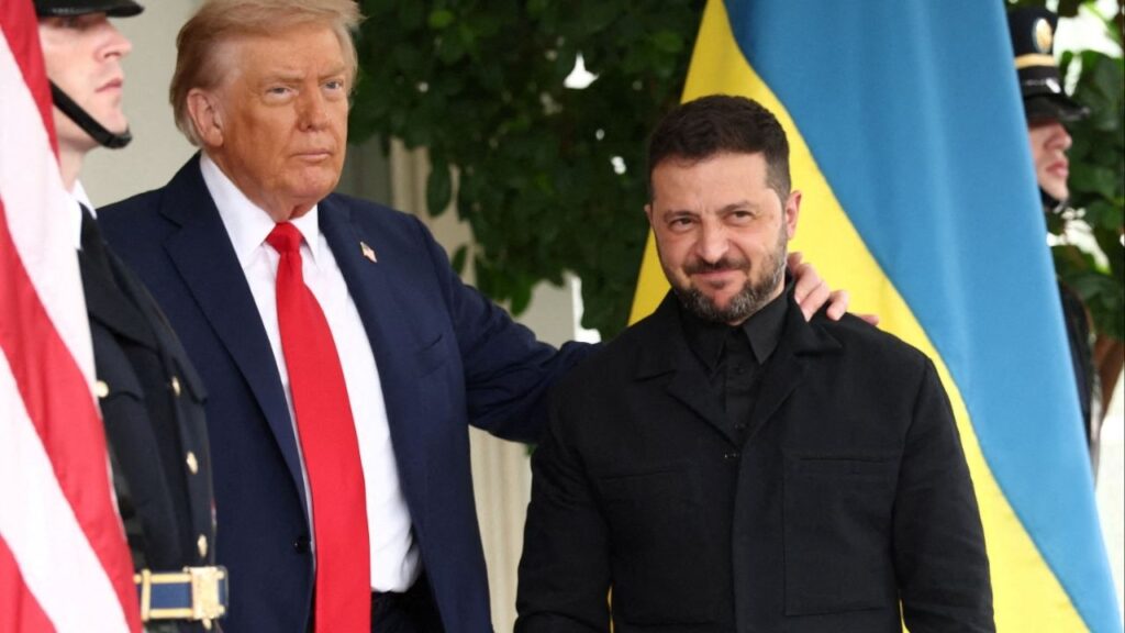 President Donald Trump greets Ukrainian President Volodymyr Zelenskiy at the White House, amid negotiations to end the Russian war in Ukraine, in Washington, D.C., U.S., August 18, 2025. (Reuters/Kevin Lamarque)