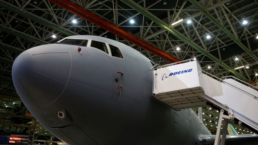 The Boeing KC-46 Pegasus aerial refueling tanker is seen before a delivery celebration to the U.S. Air Force in Everett, Washington, U.S., January 24, 2019. (Reuters File)