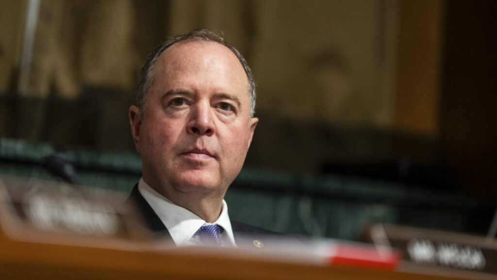 Image of Sen. Adam Schiff During a Committee Hearing