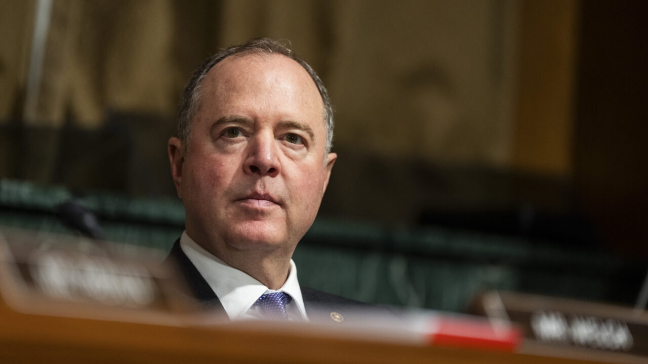 Image of Sen. Adam Schiff During a Committee Hearing