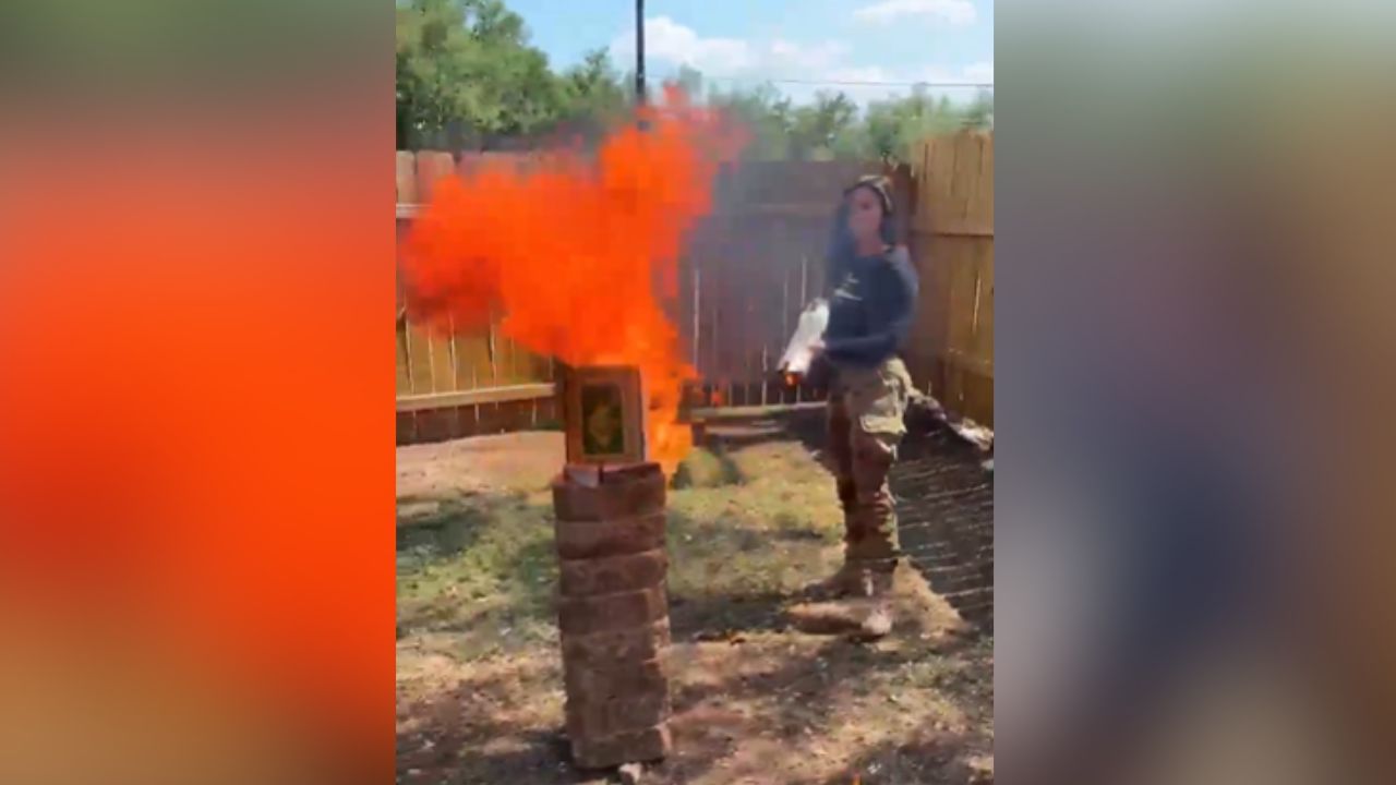 Texas congressional candidate Valentina Gomez posted a campaign video burning the Quran with a flamethrower while vowing to “end Islam,” sparking swift condemnation. (Video Screenshot)
