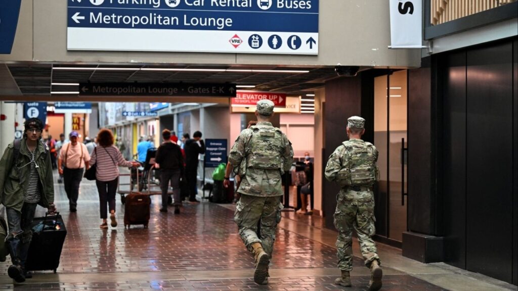 U.S. National Guard members patrol inside Union Station, after U.S. President Donald Trump deployed National Guard and ordered an increased presence of federal law enforcement to assist in crime prevention, in Washington, DC, U.S., August 21, 2025. (Reuters File)
