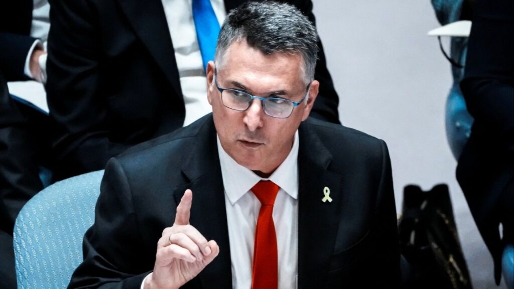 Israeli Foreign Minister Gideon Saar speaks to delegates during a Security Council meeting at U.N. headquarters in New York City, U.S., August 5, 2025. (File Photo)